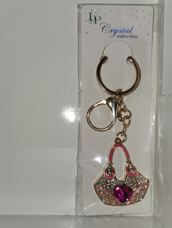 uP collection Accessories - Pink Heart Handbag Keychain with Gold Hardware